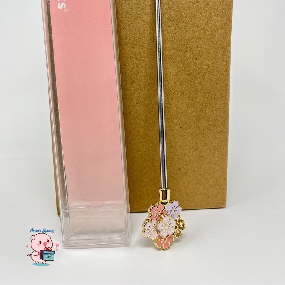 Starbucks sakura flower metal drink stir.